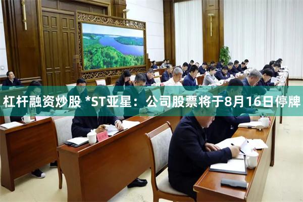 杠杆融资炒股 *ST亚星：公司股票将于8月16日停牌