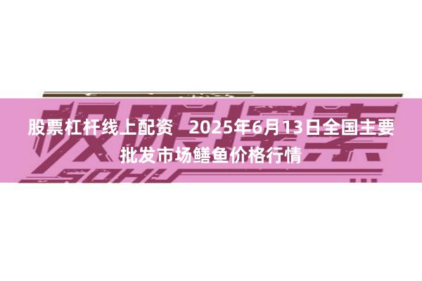 股票杠杆线上配资   2025年6月13日全国主要批发市场鳝鱼价格行情