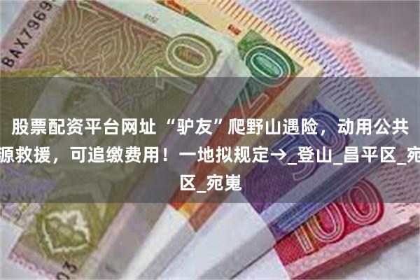 股票配资平台网址 “驴友”爬野山遇险，动用公共资源救援，可追缴费用！一地拟规定→_登山_昌平区_宛嵬